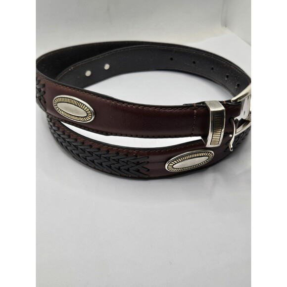 Vintage Fossil Concho Belt Mens Size 95/38 Brown Full Grain Cow Hide Medallion - Picture 8 of 10